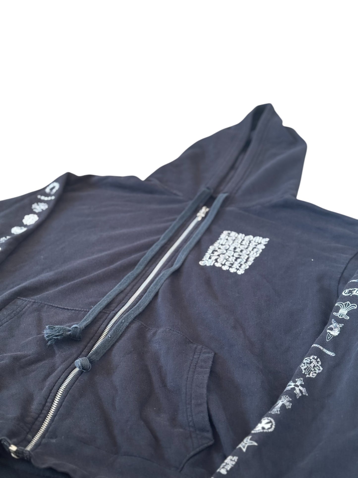 Chrome Hearts Multi Logo Graphic Print Zip Up Hoodie